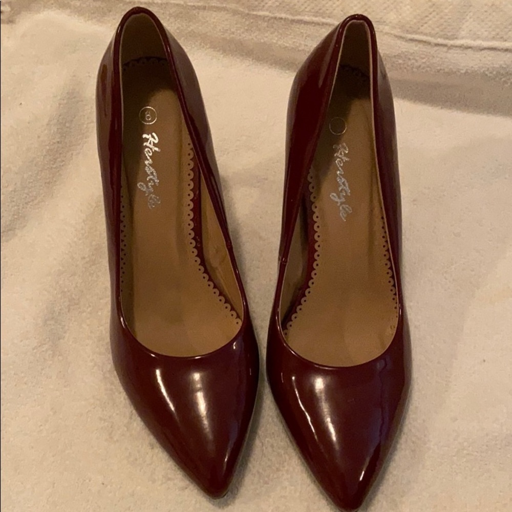 Cute burgundy patent leather shoes